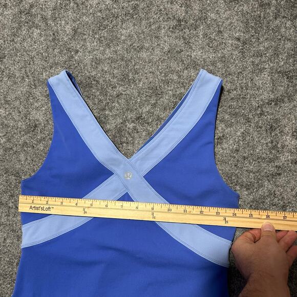 Lululemon Cross-Back Tank Top Blue Light Blue Trim Size Small - Picture 4 of 7